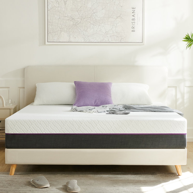 Alwyn Home 10 Inch Blue Medium Firm Gel Memory Foam Mattress With Removable Cover & Fiberglass Free For No-Noise Deeply Safe Sleep