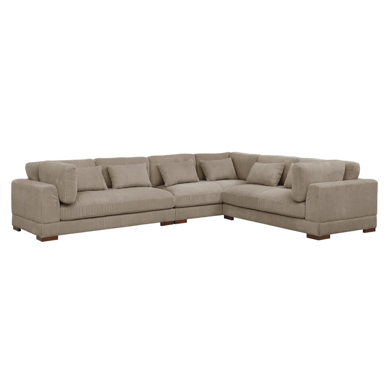 Rippy 137" Wide Corner Sectional, Right Hand Facing, Camel Corduroy