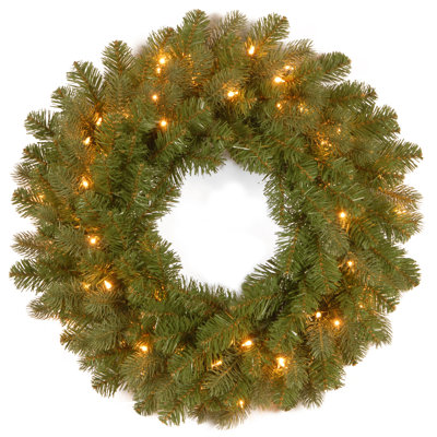 24 in. Cascading Douglas Christmas Wreath with Warm White LED Lights