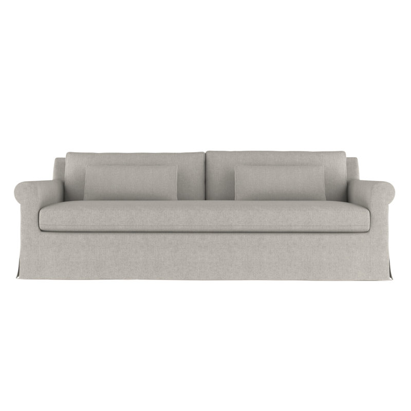 Canapé à accoudoirs arrondis Ludlow, Lin à tissage carré argenté, H 34 po x l 84 po x P 38 po, Patiné