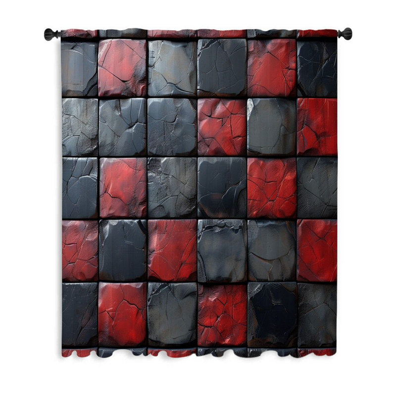 Rideaux à carreaux, voilages abstraits et voilages - 1 panneau (voilage), L 53 po x L 87 po