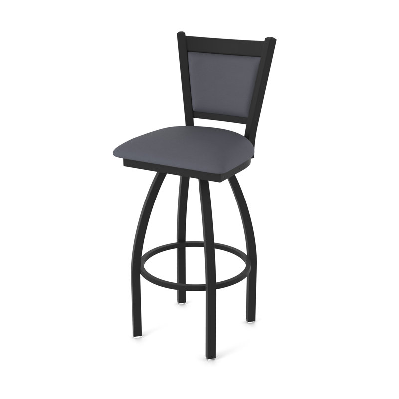 Tabouret pivotant Hadleigh, Noir froissé, Vinyle - tempête Canter, Tabouret de bar (siège d’une hauteur de 30 po)