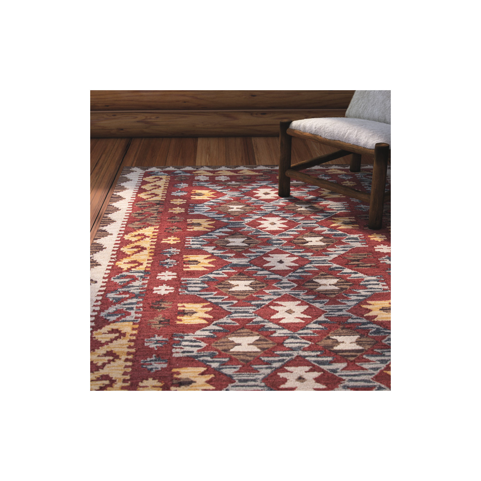 Fiona Handmade Wool Red Rug, Rectangle 7'6" x 9'6"