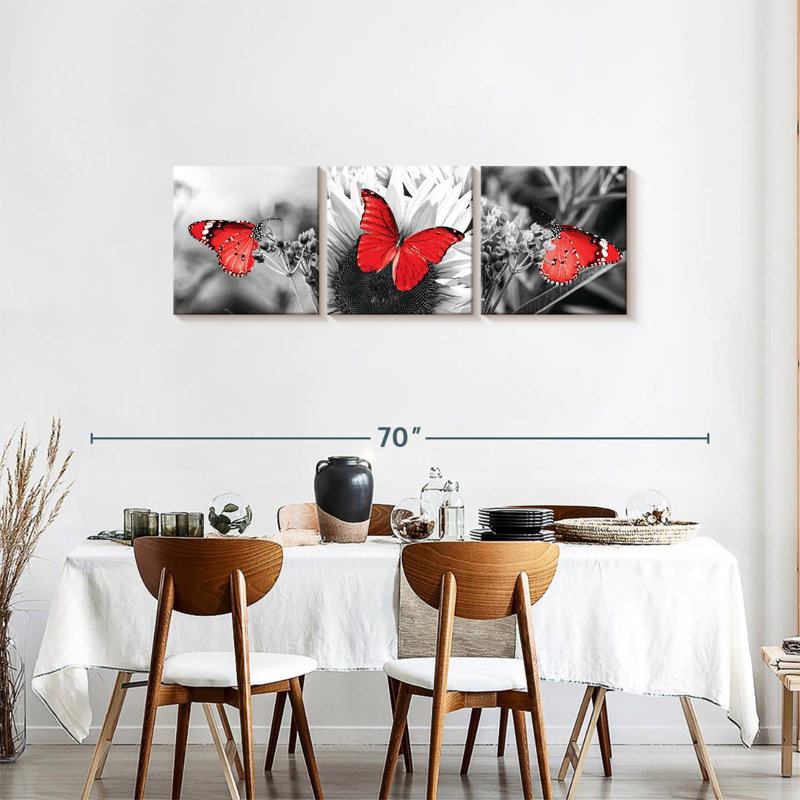 «Butterflies Pop», reproduction sur toile, H 18 po x l 57 po x P 1,25 po