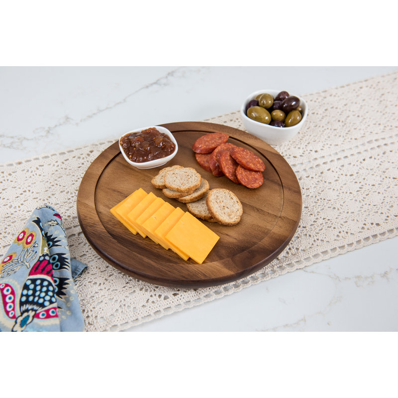 Plateau tournant en acacia, moyen, H 1,13 po x l 10,25 po x P 10,25 po