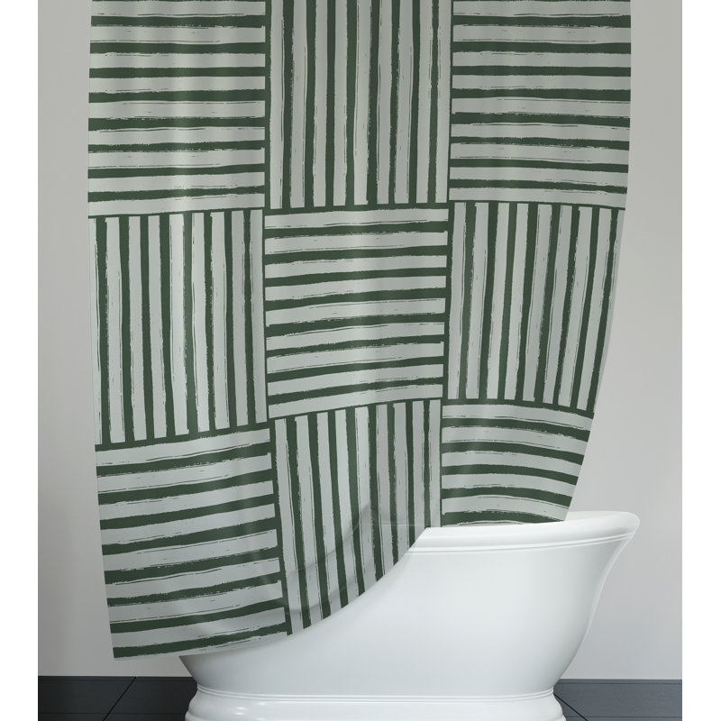 Rideau de douche à rayures Breesa, H 72 po x l 70 po, Vert/blanc