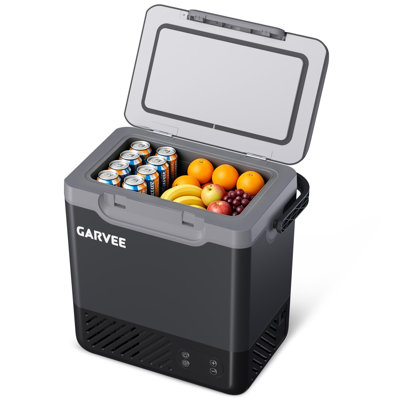 Réfrigérateur de voiture à refroidissement rapide 13QT / 12L - Congélateur à compresseur portatif, 4 ° F à 68 ° F, 12 / 24V, écran LCD, lumière intégrée, refroidisseur électrique pour véhicule - gris foncé, réfrigérant exclusif R600a