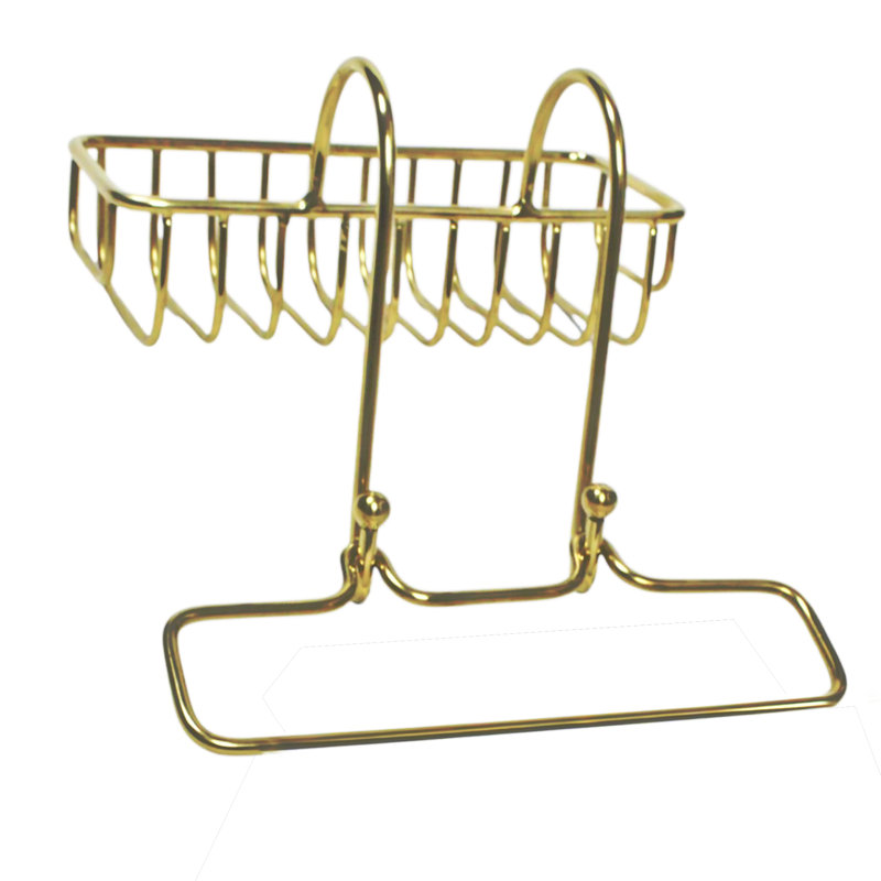 Over-Sink Soap Holder with Towel Ring, Brass