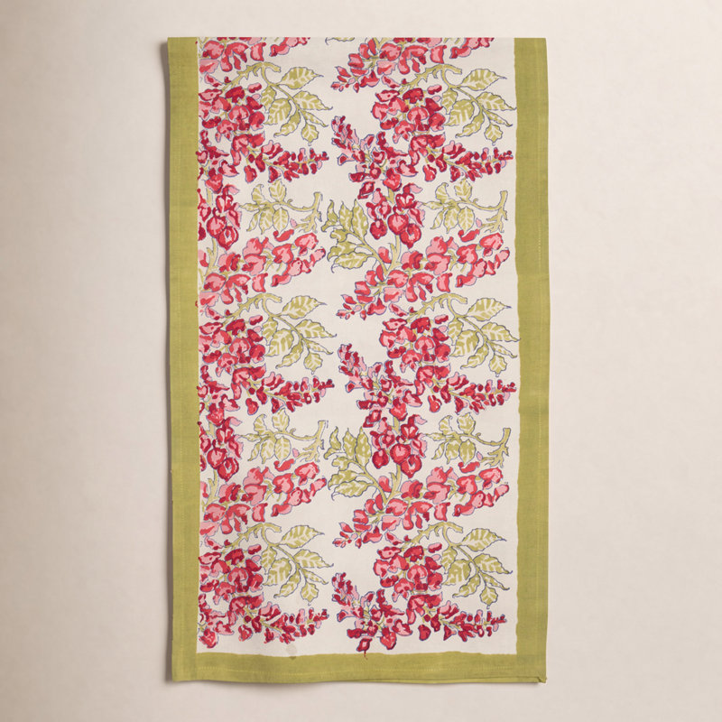 Kappa Rectangular Table Runner, Pink/Green, 90" x 16"