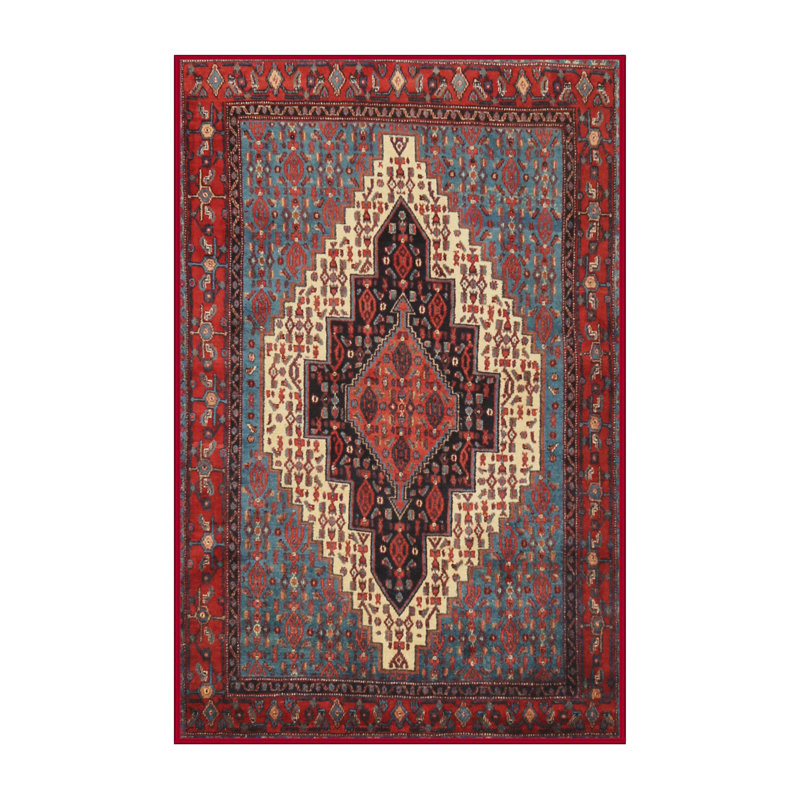 Tapis oriental rouge / bleu / crème, Rectangle 2 pi x 5 pi