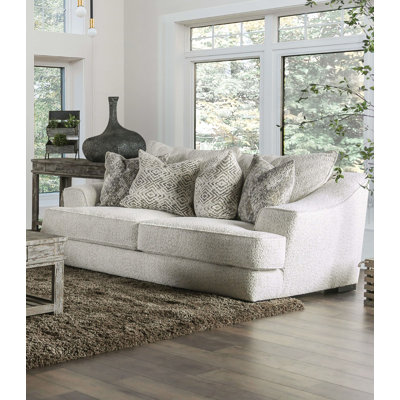 84.4" W Contemporary Loveseat, Off-White