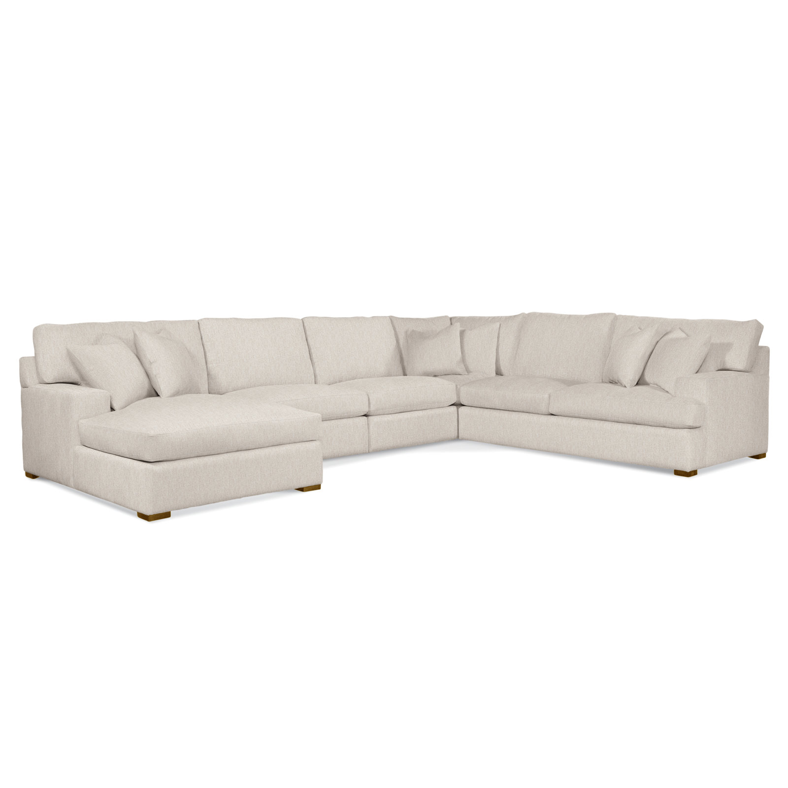 Cambria Upholstered U-Sectional, Havana Finish, Snow Crypton Performance; 0884-91, Right Hand Facing