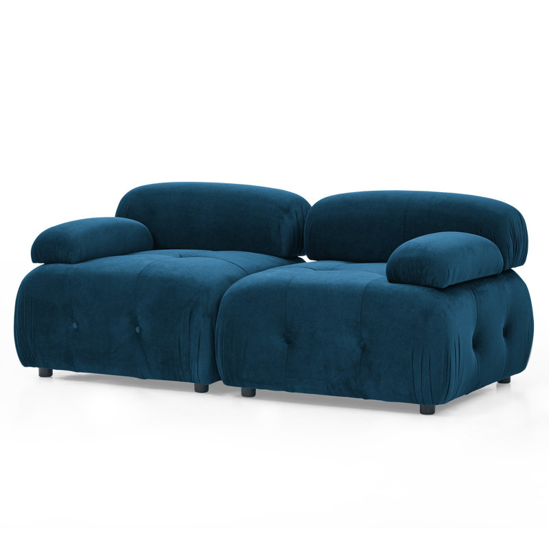 Modular Sectional Sofa, Button Tufted Designed And Diy Combination,L Shaped Couch With Reversible Ottoman, Blue Velvet
