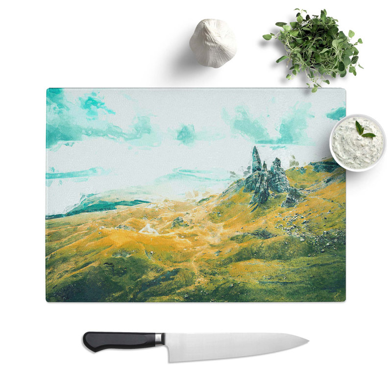 Tempered Glass Old Man of Storr Isle of Skye Chopping Board, 28.5 cm W x 20 cm L