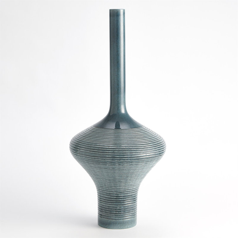 Ridged Bottle-Azure, 33.5" H x 15.25" W x 15.25" D