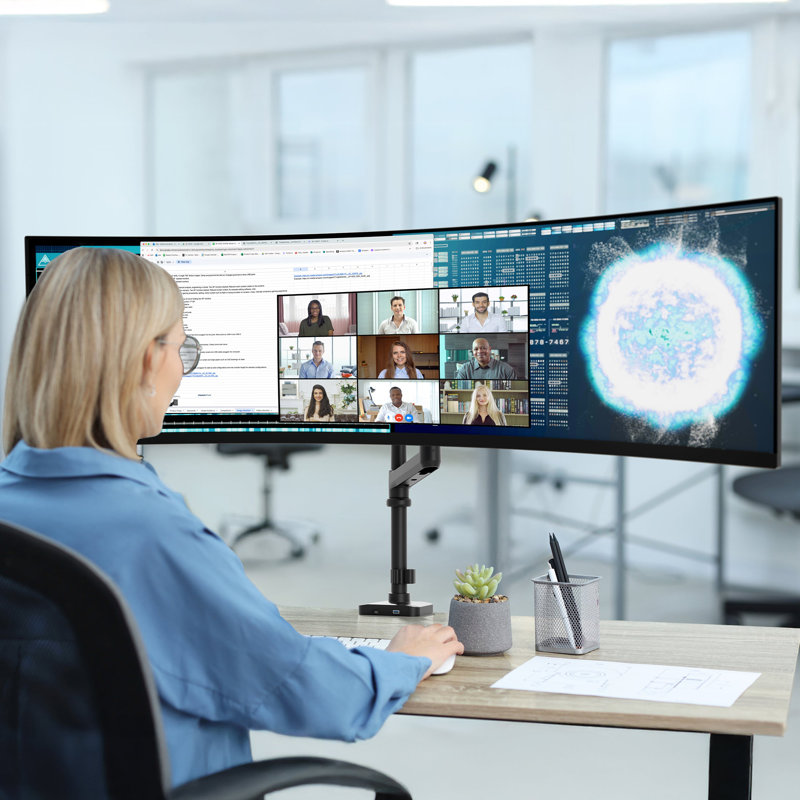 Support de moniteur robuste avec poteau et bras d'amortisseur