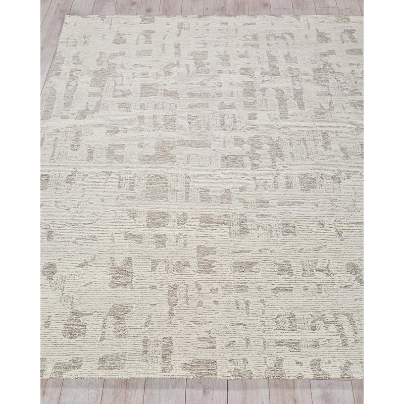 Aspen Hand Tufted Abstract Area Rug, Natural Beige/Ivory, Rectangle 8' x 10'