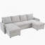 Canapé-lit modulaire convertible en forme de U avec deux chaises longues, accoudoirs multifonctionnels, rangement et ports USB pour des espaces de vie confortables-1787323897