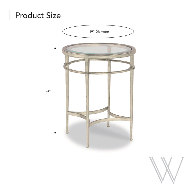 Madeline Glass End Table, Silver, 24"H x 19"W