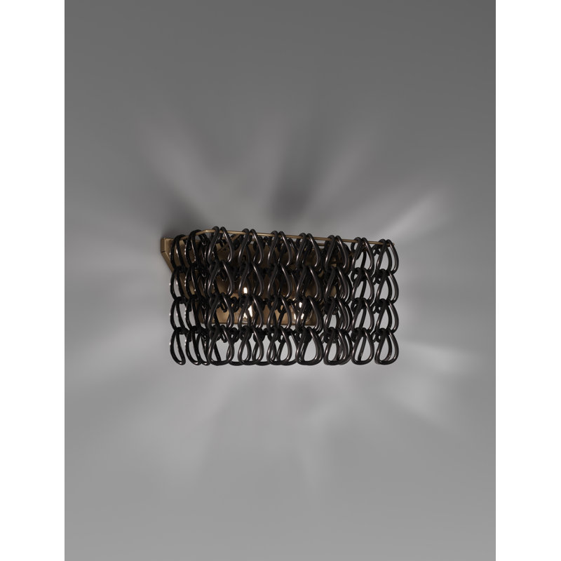 Minigiogali Wall Lamp 2 Black Glossy Chrome E26 Ul, Matte Bronze, 9" H x 20" W x 20" D, Black