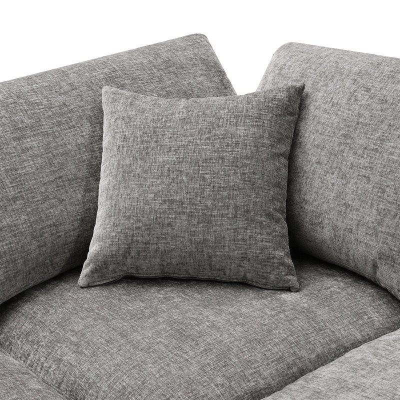 Canapé-lit en chenille, 6 places, confortable, coussin en éponge gris, Gris chenille