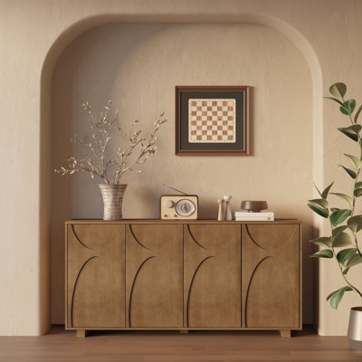 Paloma 63" Organic Modern Wood Veneer Sideboard with Four-Door Storage