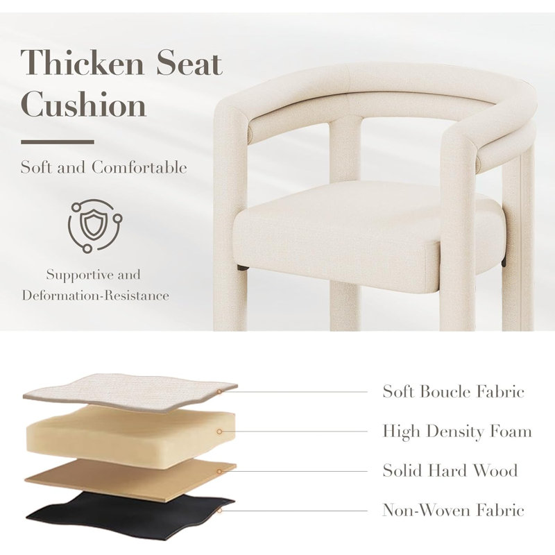 Barrel Dining Chair Set Of 1 With Armrests, Beige