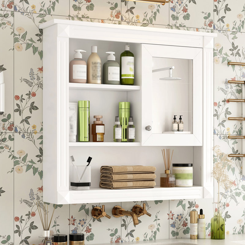 32" Bathroom Wall Cabinet With Mirror, White