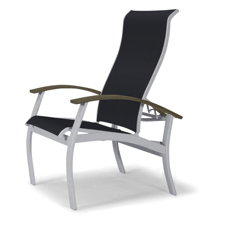 Belle Isle Outdoor Dining Armchair, Gloss White, Beachwood, Black 5D Sunbrella®