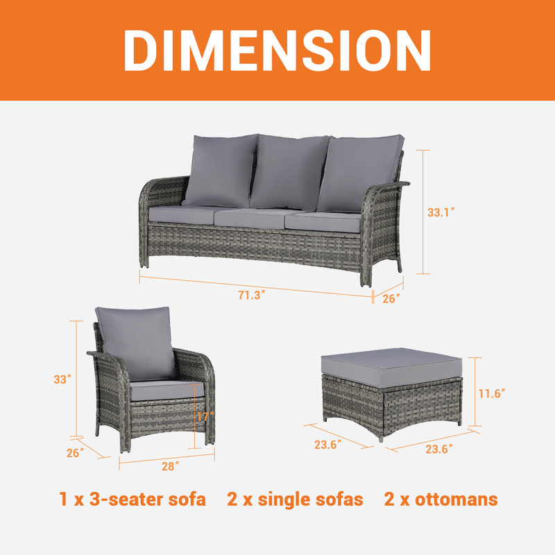 Ensemble de conversation pour 7 personnes, Gris