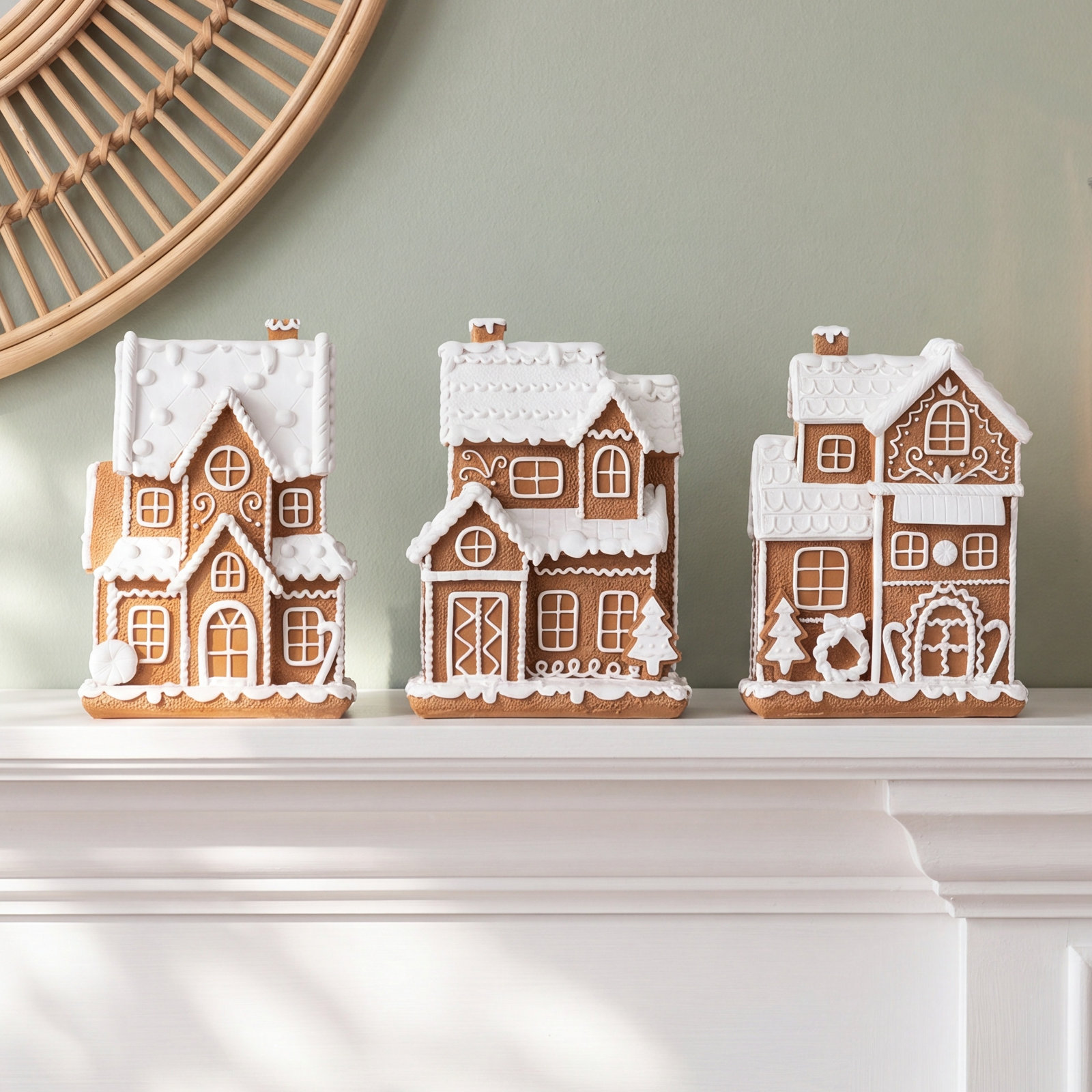 3-Piece Gingerbread House Tabletop Decor
