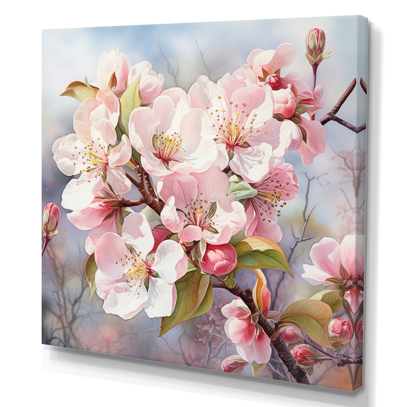 Fleur de pommier en hiver sur toile, H 30 po x l 30 po x P 1 po, Toile tendue
