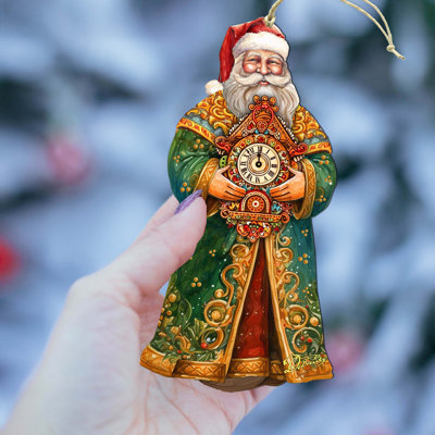 St. Nick's Magic Clock Wooden Ornaments By G. Debrekht