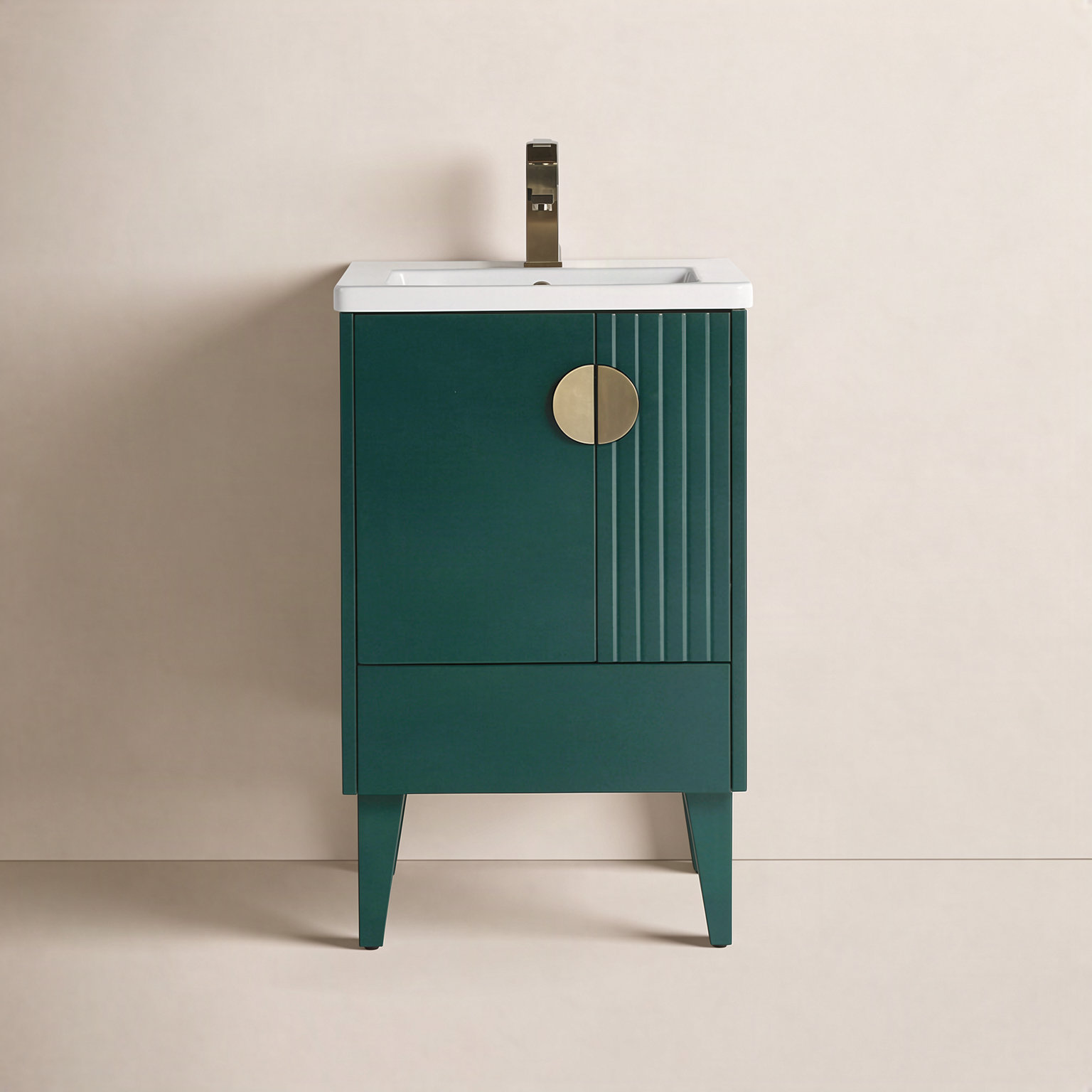 Saimah 20 " Single Bathroom Vanity, Green, Satin Brass