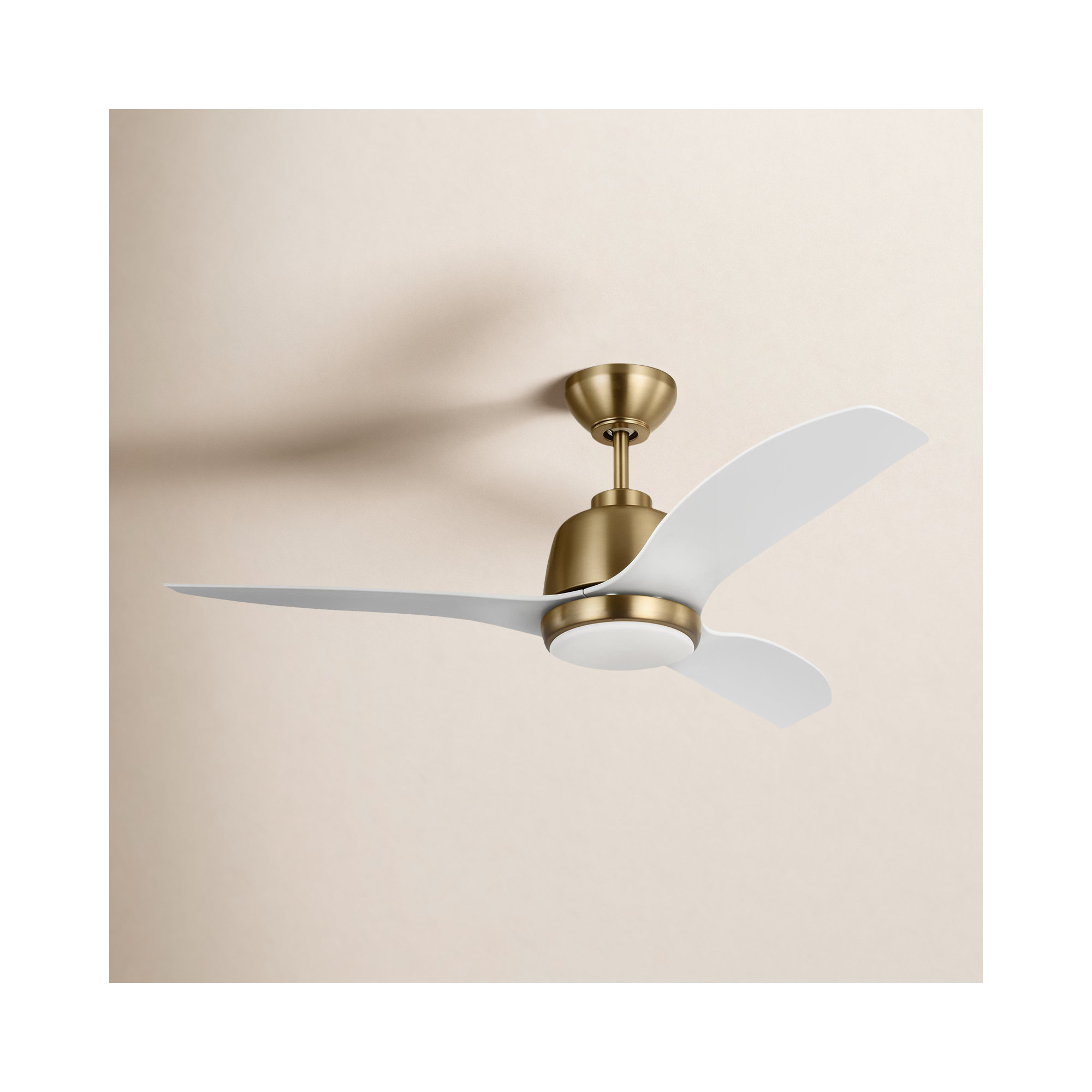 44'' Ceiling Fan with LED Light Kit, Satin Brass, 15.18" H x 44" W x 44" D, White