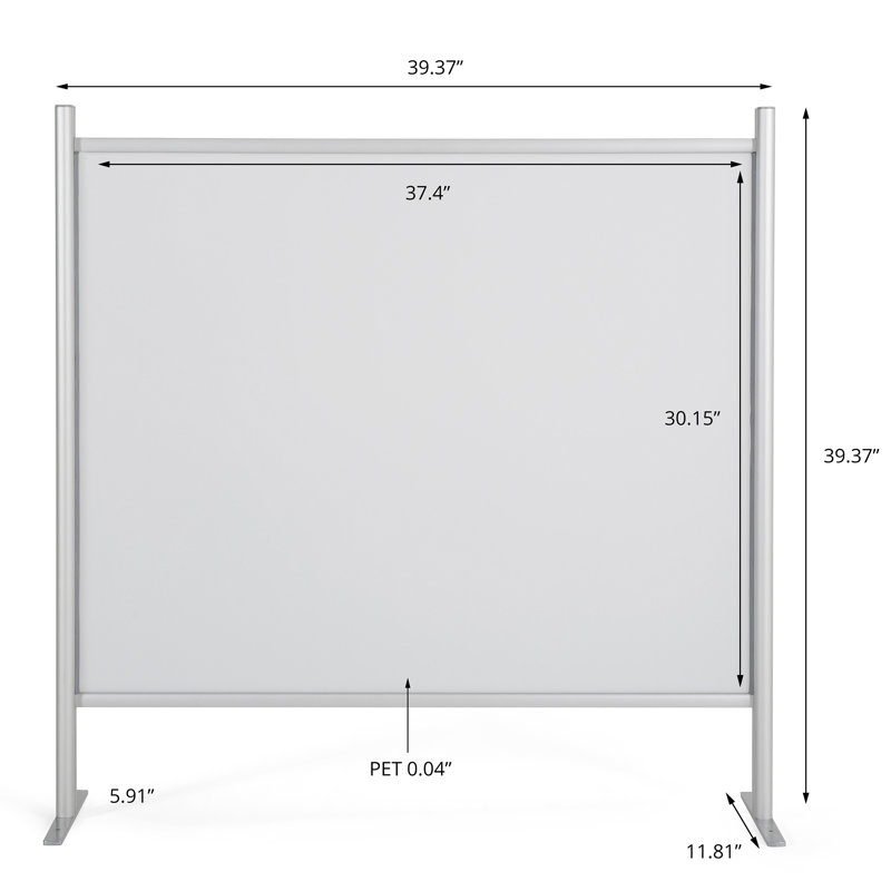 Protège-éternuement 1 panneau en métal / plastique, H 39,37 po x l 39,37 po x P 11,81 po