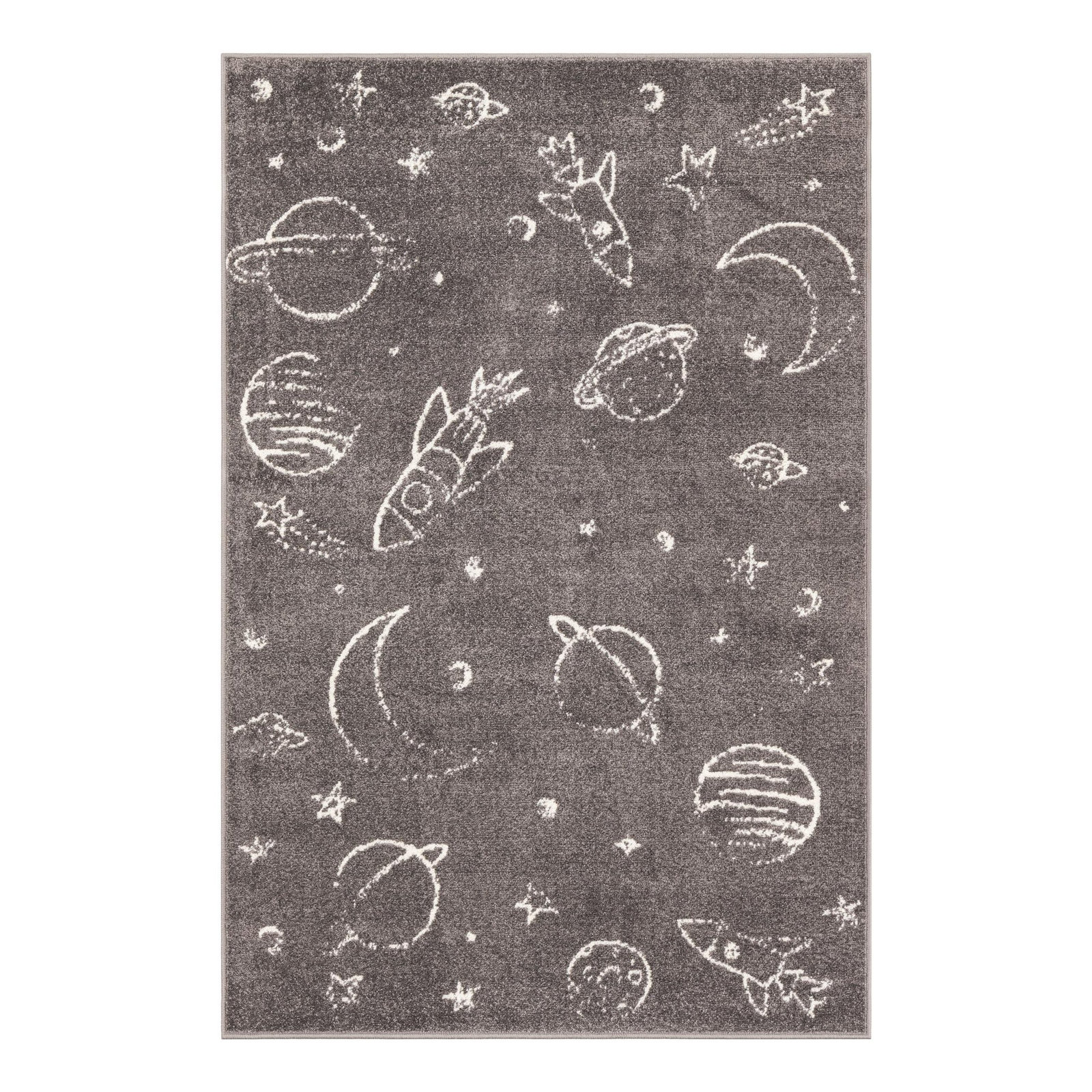 Kids Area Rug, Gray, Rectangle 3'11" x 5'11"