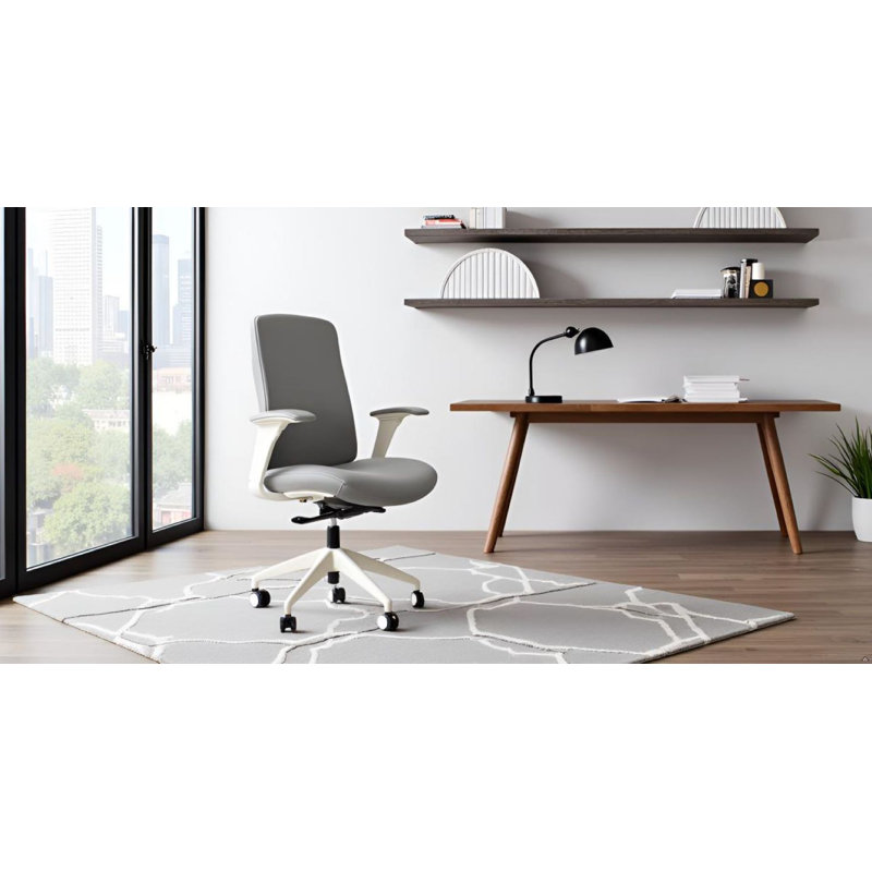 LiDO Premium Executive Office Chair - Commercial Grade Upholstered Ergonomic Seating with 4-Way Adjustable Arms & Seat Slide, Grey Eco Leather
