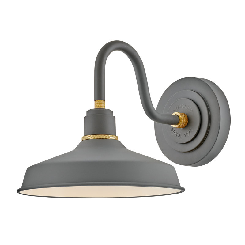 Hinkley Foundry Outdoor Gooseneck Barn Light Wall Lantern, Dark Matte Gray