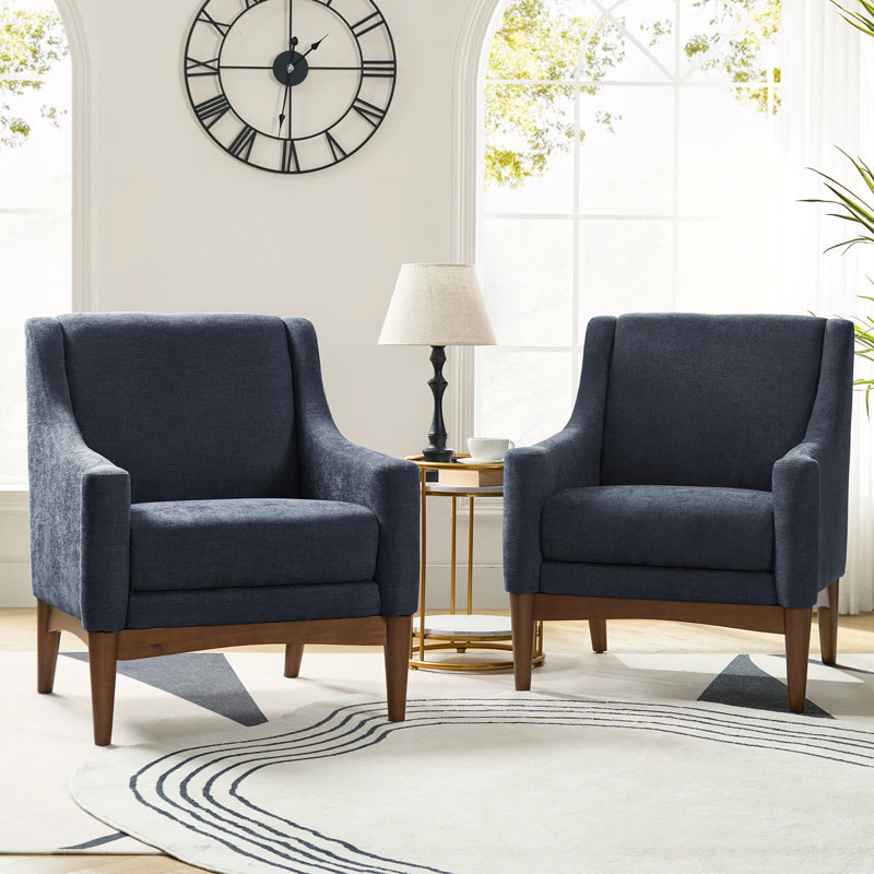 Arshanti 28.7" W Armchair With Solid Wood Legs, Navy