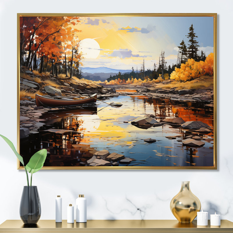 Canada River Rhapsody IV - reproduction sur toile, Cadre flottant doré, H 12 po x l 20 po x P 1 po
