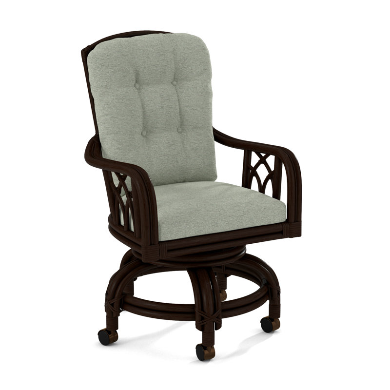 Edgewater Castered Arm Chair, Java, White Textured Performance; 0865-91