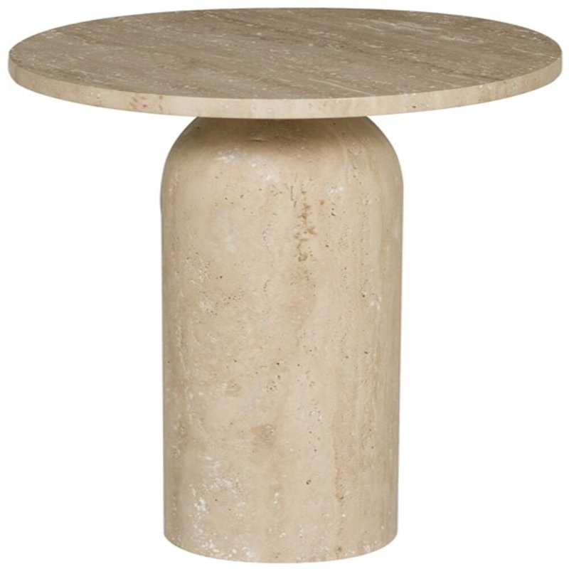 Vanguard Stone Pedestal End Table, Weathered Travertine
