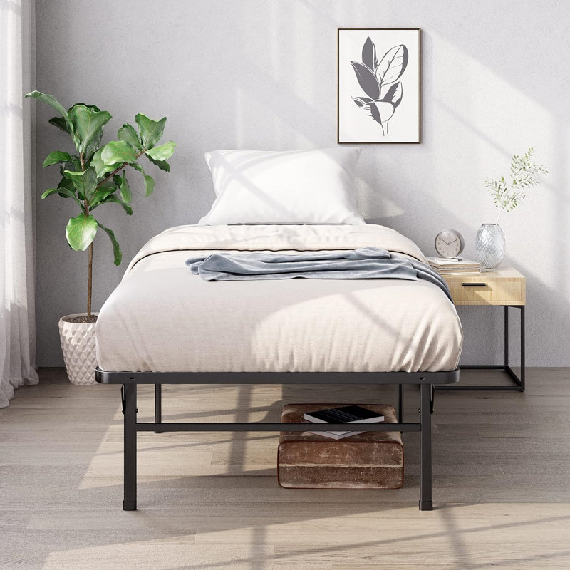 14 Inch Metal Platform Bed Frame, No Box Spring Needed, Twin