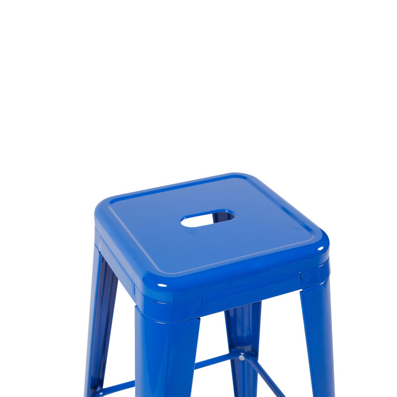  Ensemble de 2 tabourets de comptoir en métal 24 pouces, ensemble de 2 tabourets empilables intérieur / extérieur, Bleu, 2