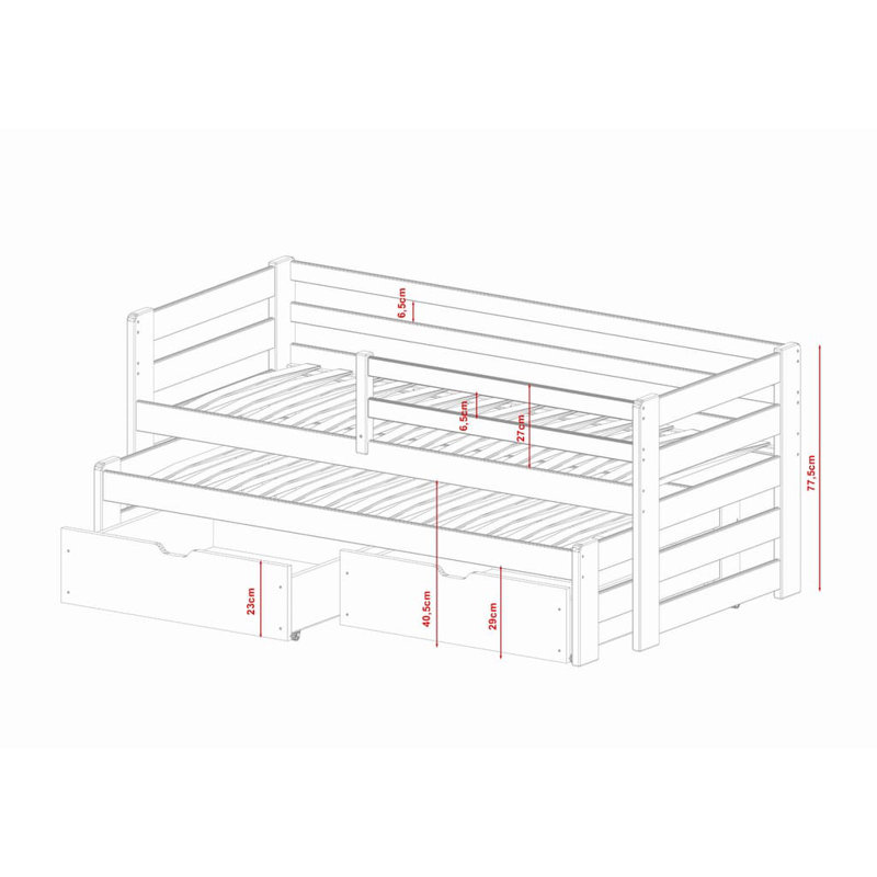 Bergson 135 X 190cm Standard with Storage Included with Trundle Included, Graphite