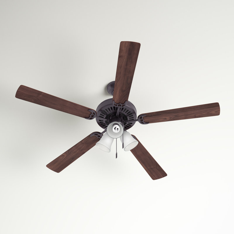 Ventilateur de plafond standard à 5 pales de 52 po avec chaîne de traction et ensemble d'éclairage Giambrone inclus