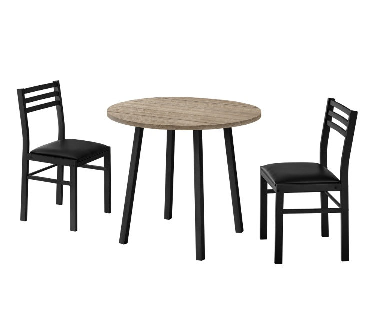 Ensemble de table de salle à manger à abattant 35 po 35 pièces - 3 pièces, petite table de cuisine en métal stratifié brun