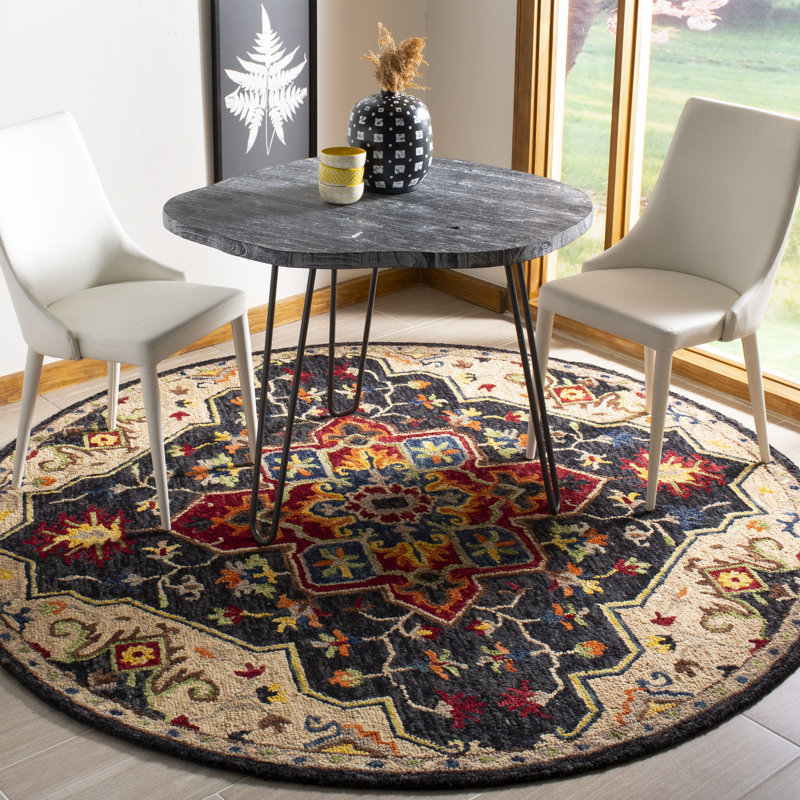 Portis Hand Tufted Wool Oriental Rug, Round 3'