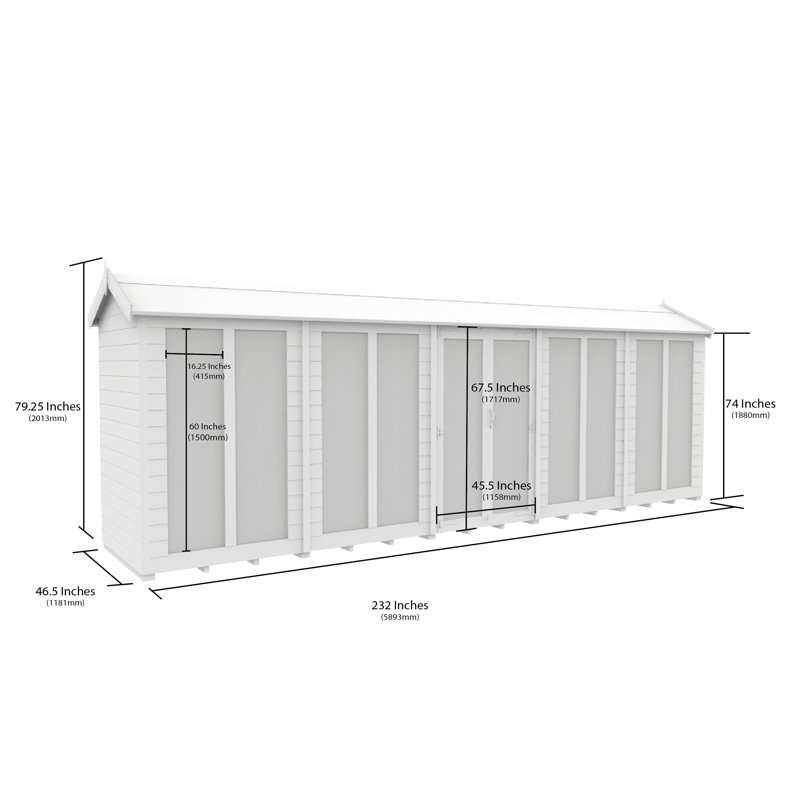 4ft x 20ft Apex Summer House (Full Height Window)